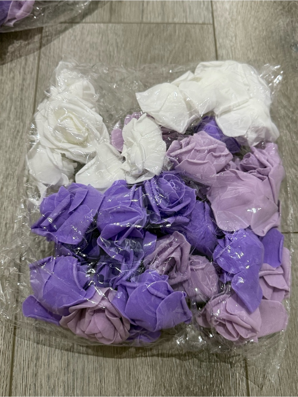 Assorted Fabric/foam Rose Flowers in White and Purple - 5 packs 36 flowers each